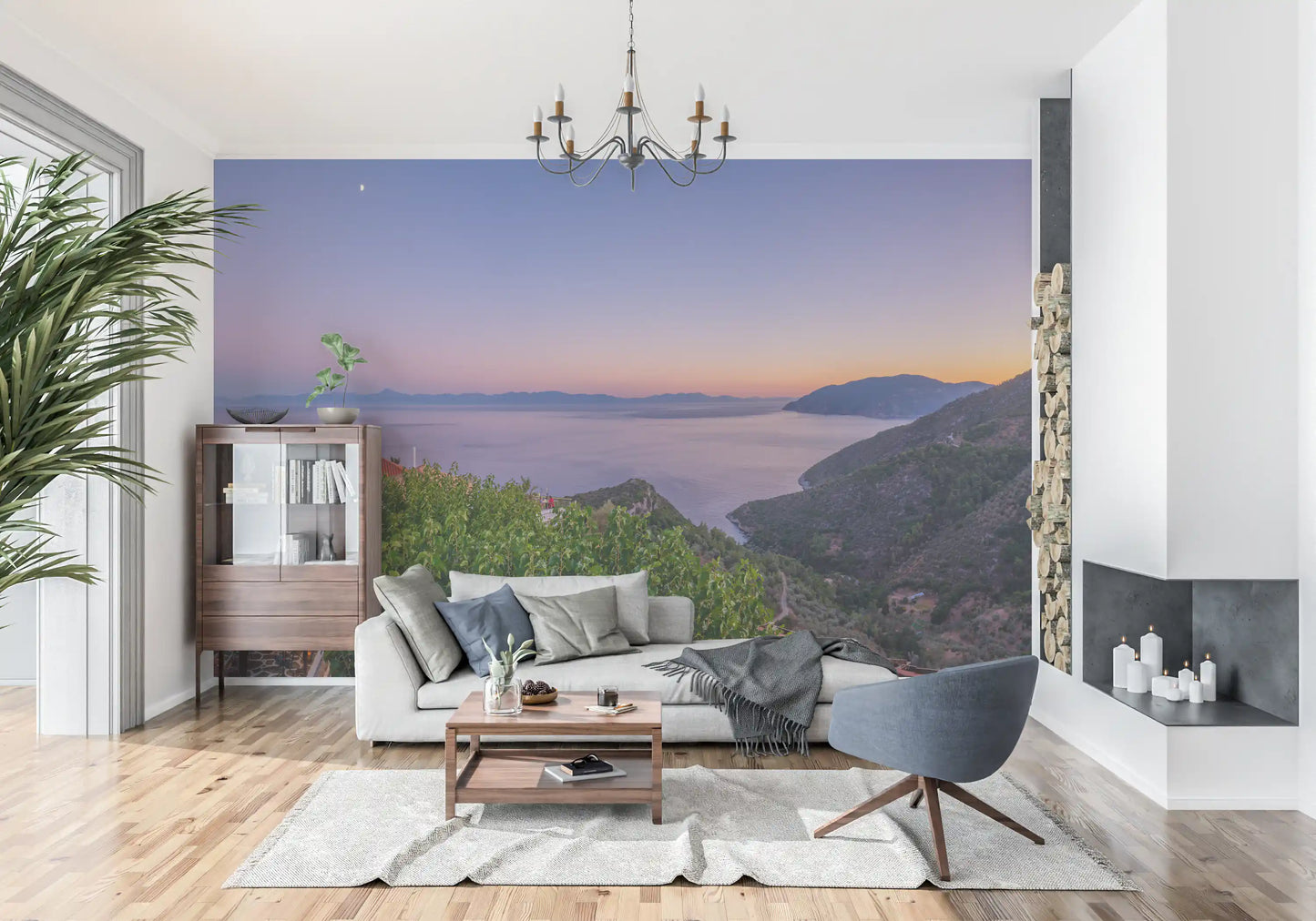 Wandgemälde „Mediterrane Dämmerung – Dorfblick“