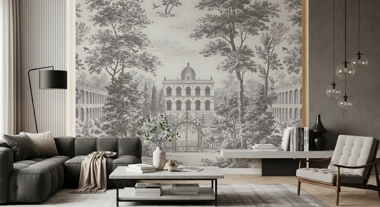 Grand Estate Garden Scene Wall Mural