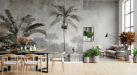 Murale da parete con scena vintage di una balaustra tropicale