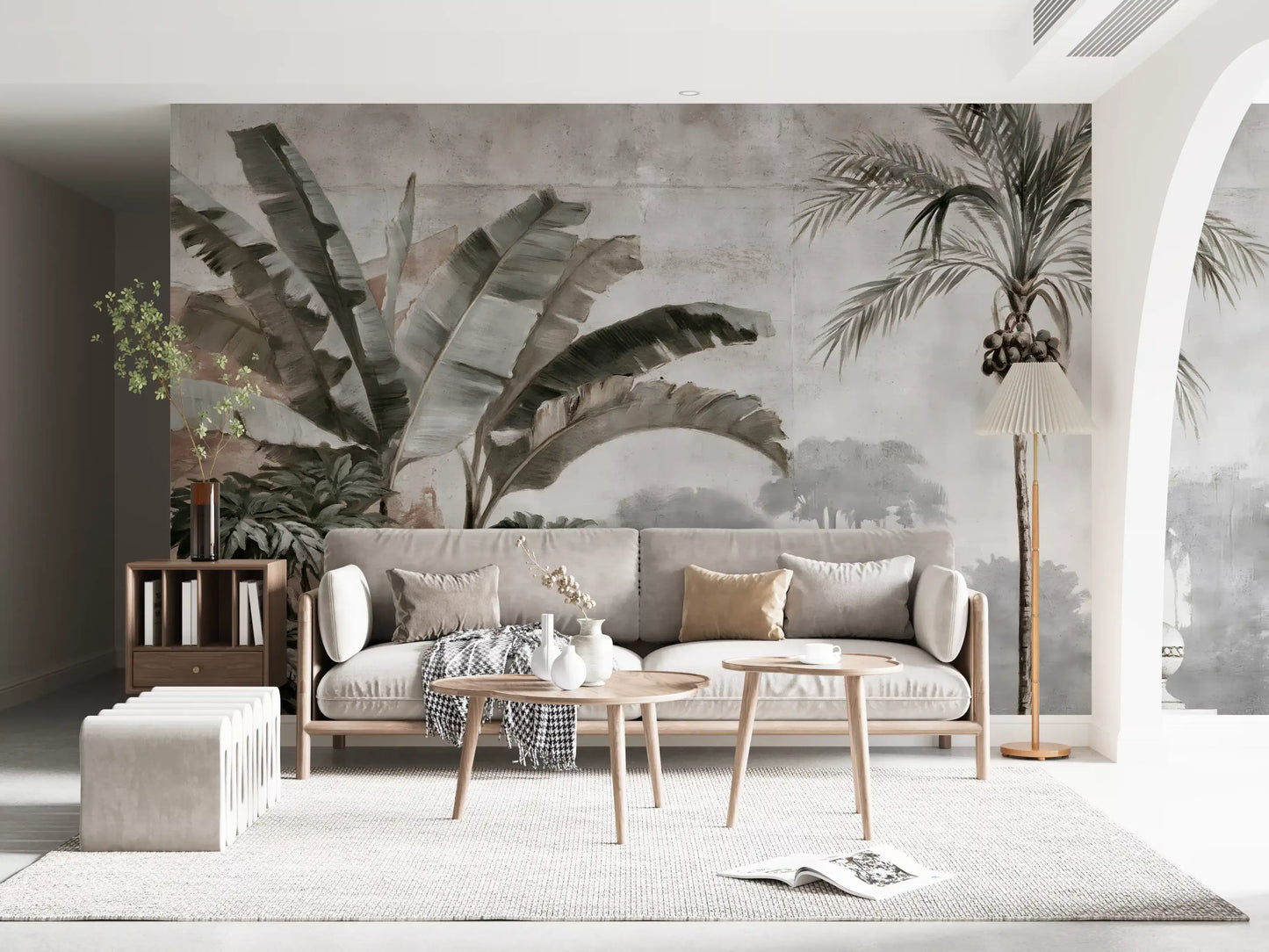 Murale da parete con scena vintage di una balaustra tropicale