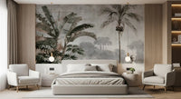 Murale da parete con scena vintage di una balaustra tropicale