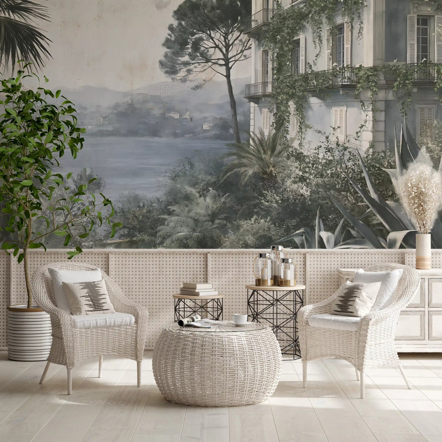 Wandbild „Rückzugsort in einer Villa am italienischen See“