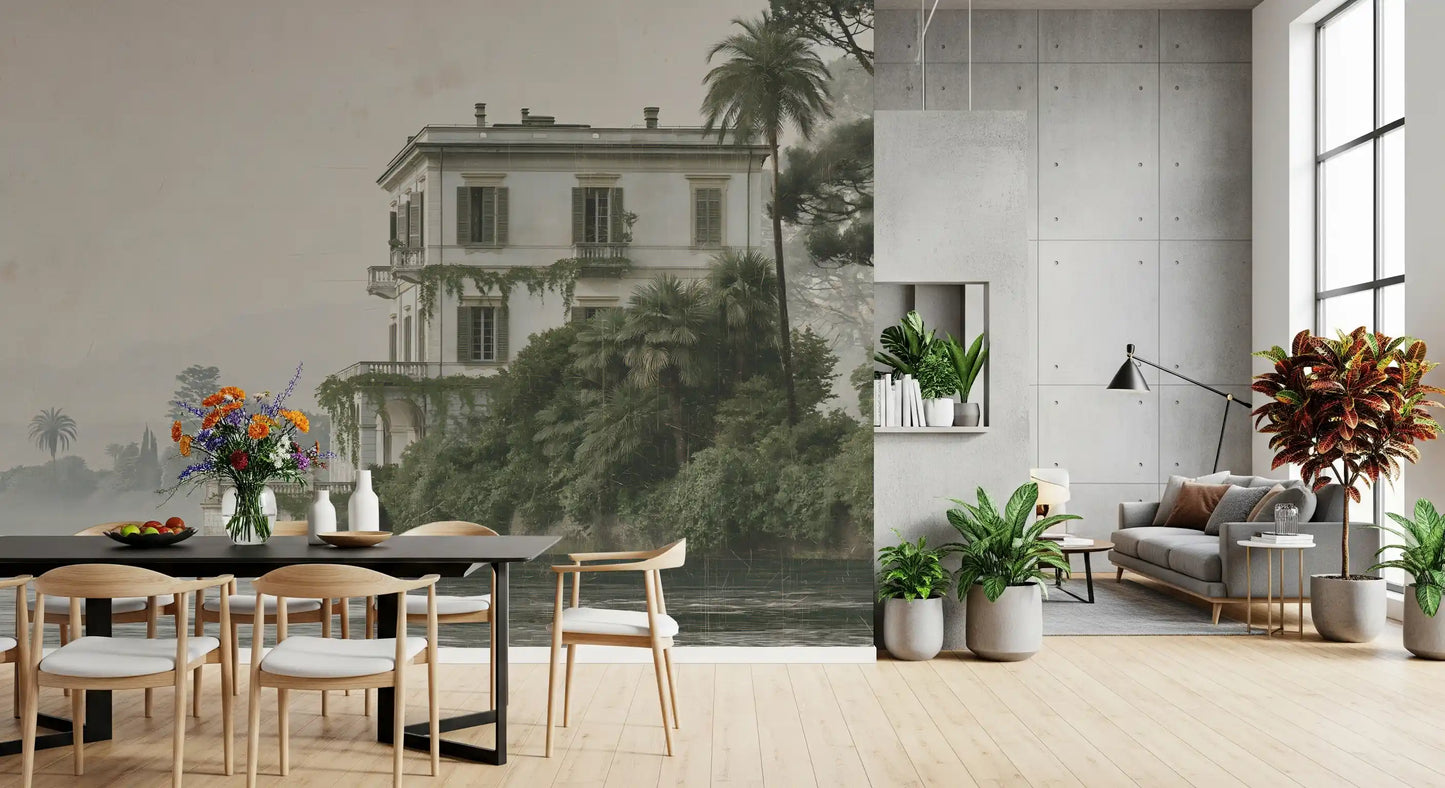 Vintage-Villa am Wasser – Wandbild