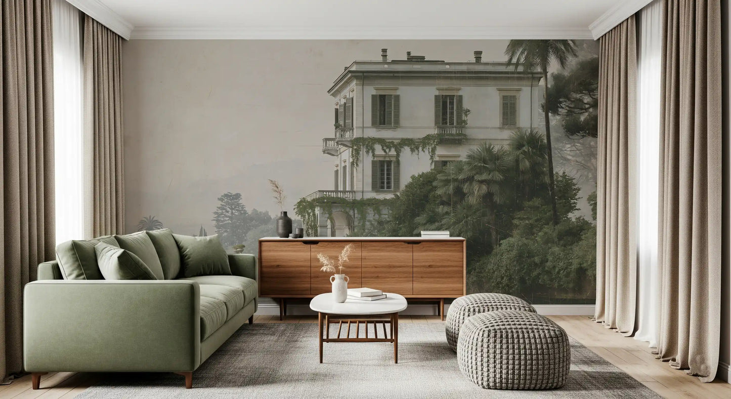Vintage-Villa am Wasser – Wandbild