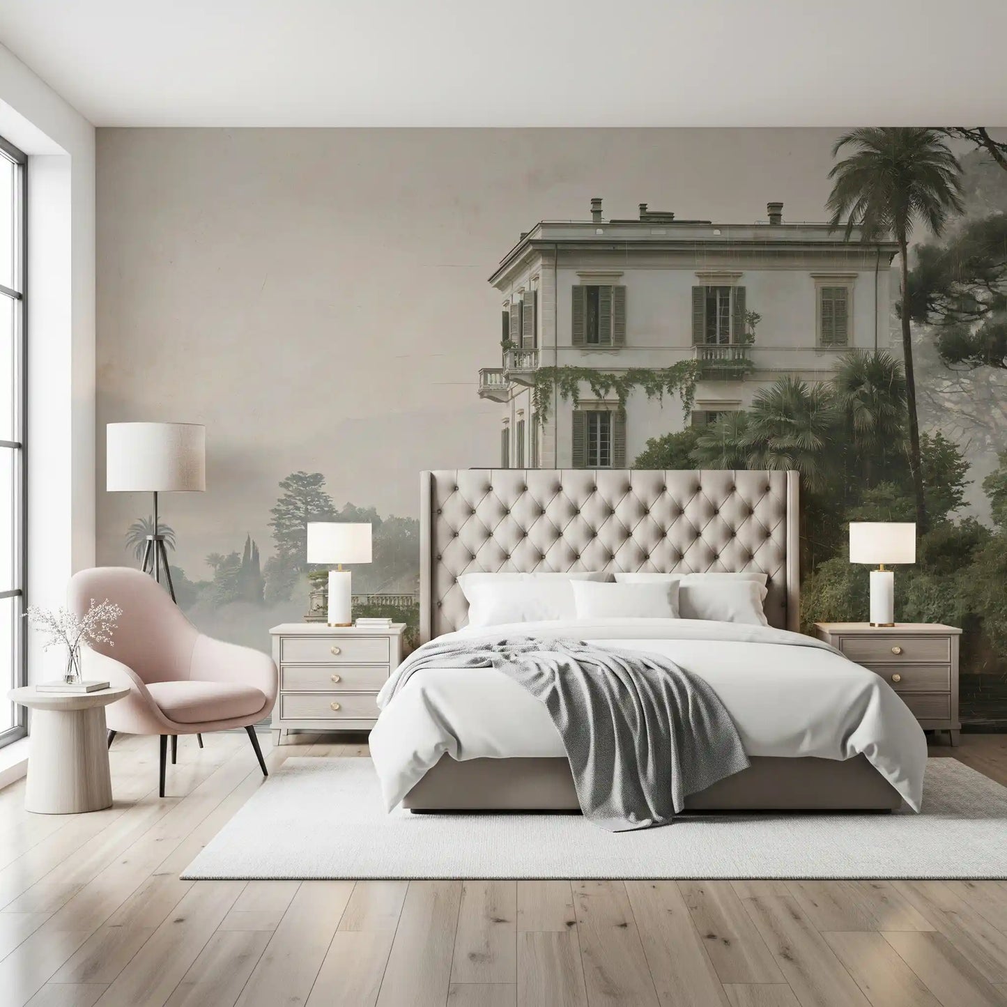 Vintage-Villa am Wasser – Wandbild