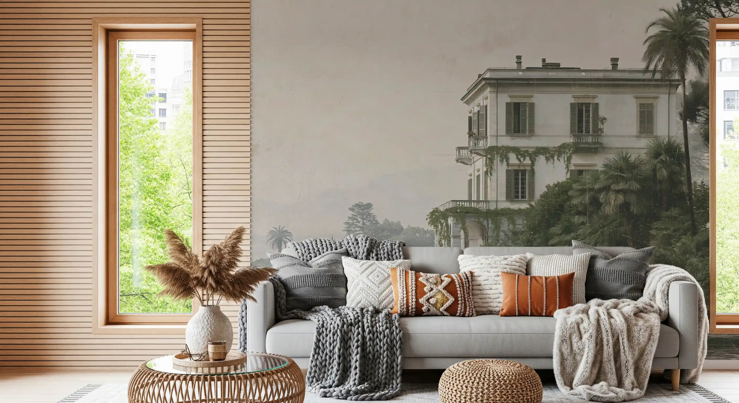 Vintage-Villa am Wasser – Wandbild