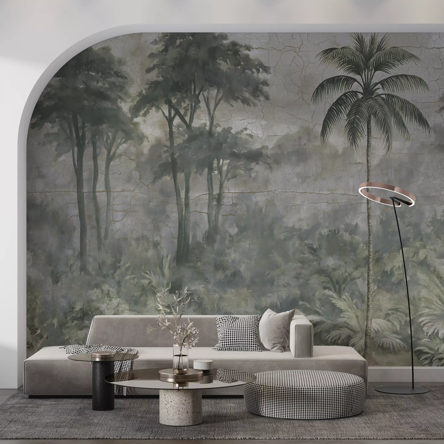 Botanisches Landschafts-Wandbild „Nebliger Fluss“