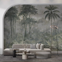 Botanisches Landschafts-Wandbild „Nebliger Fluss“