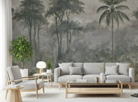 Botanisches Landschafts-Wandbild „Nebliger Fluss“