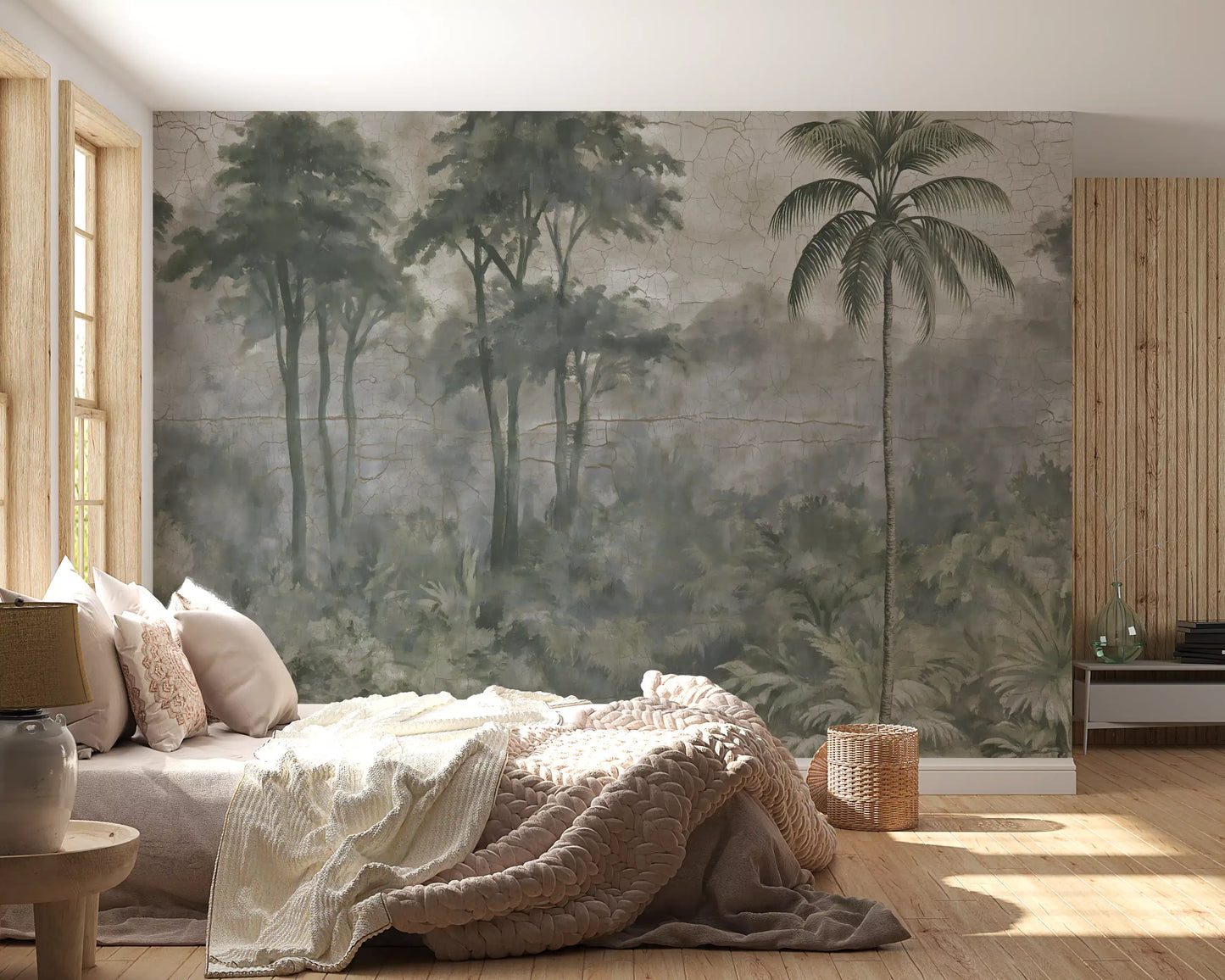 Botanisches Landschafts-Wandbild „Nebliger Fluss“