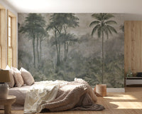 Botanisches Landschafts-Wandbild „Nebliger Fluss“