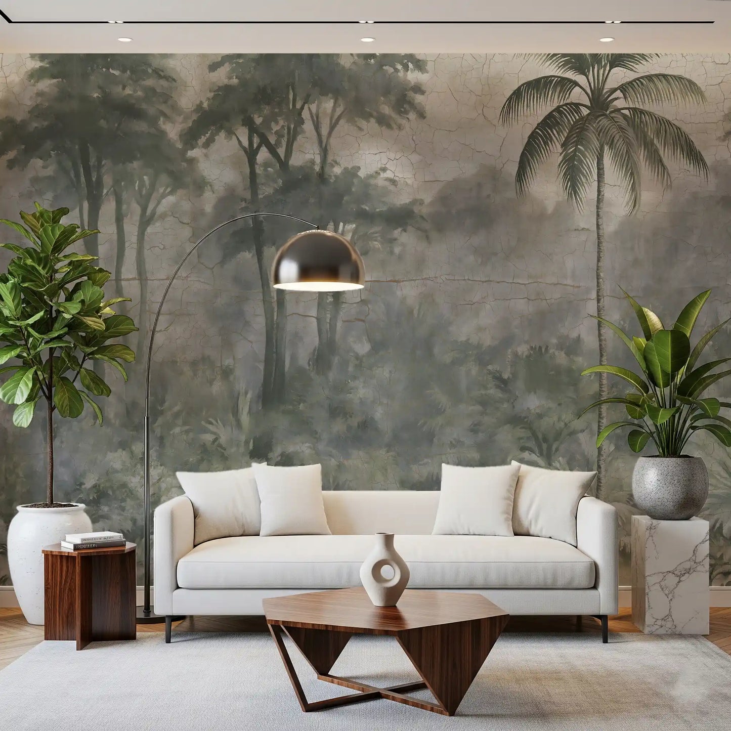 Botanisches Landschafts-Wandbild „Nebliger Fluss“