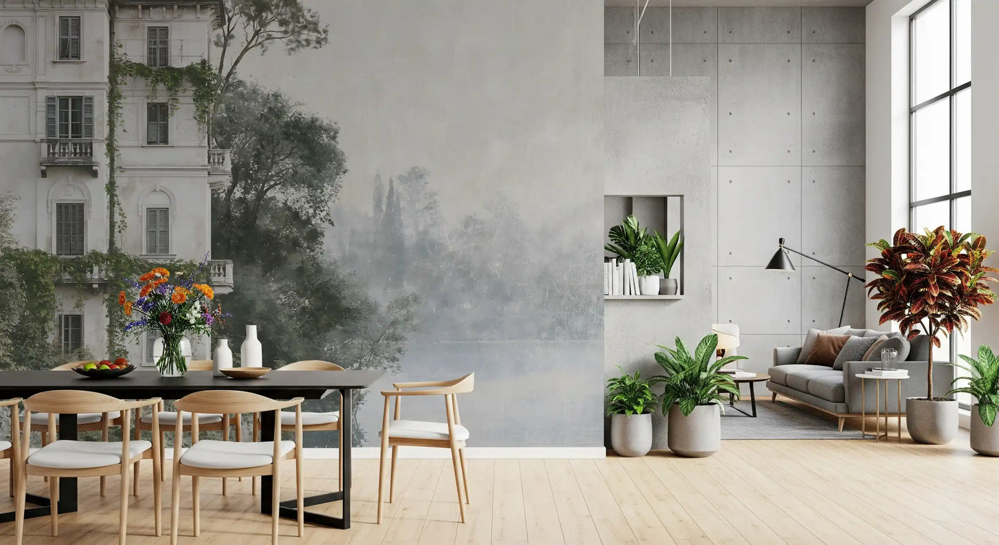 Wandbild „Nebeliger botanischer architektonischer Zufluchtsort“