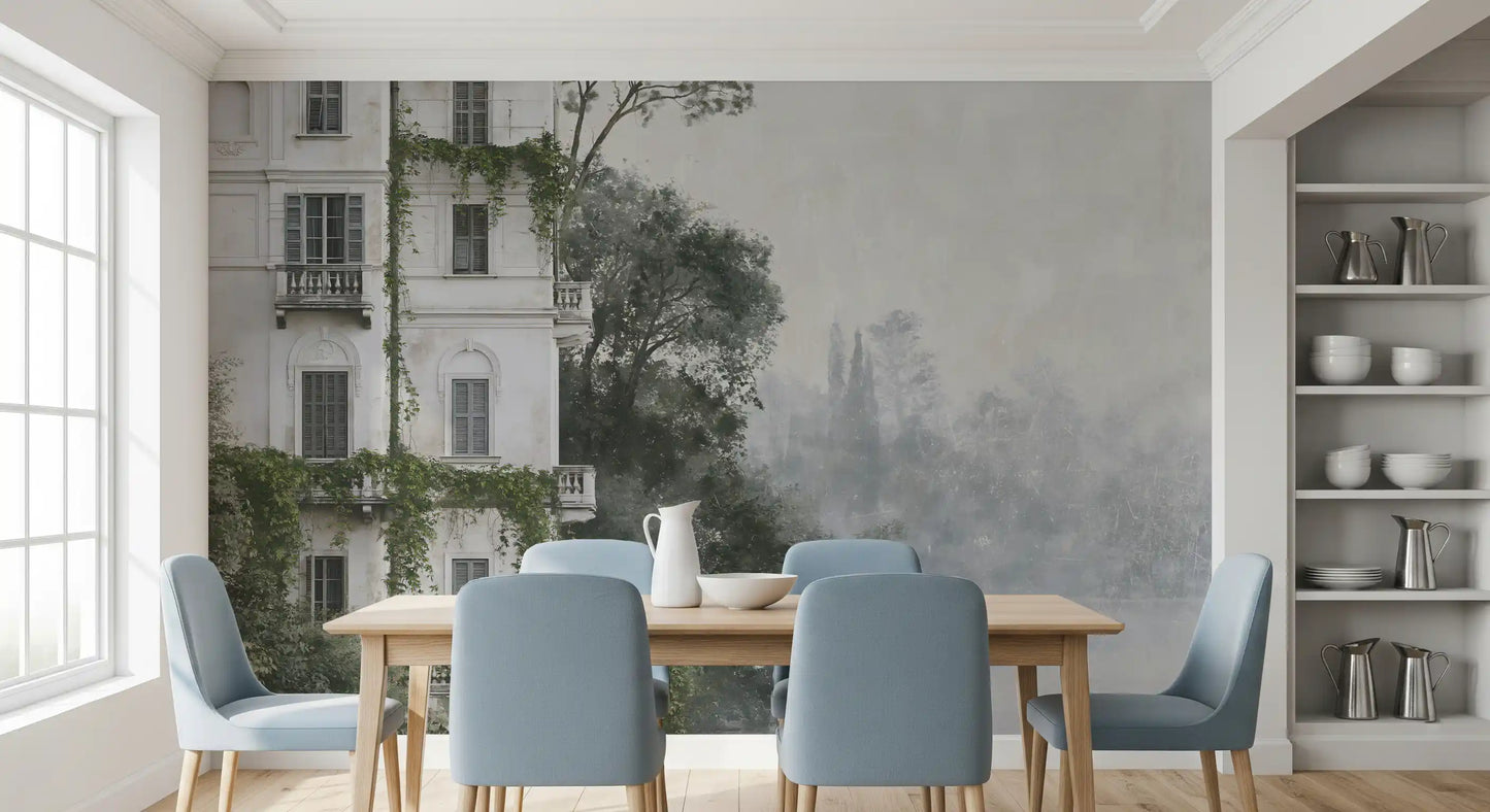 Wandbild „Nebeliger botanischer architektonischer Zufluchtsort“