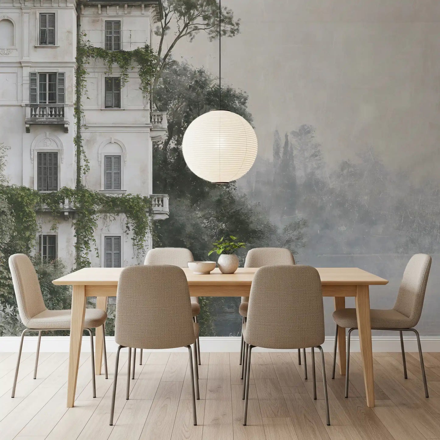 Wandbild „Nebeliger botanischer architektonischer Zufluchtsort“