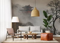 Wandbild „Neblige Pagode im Bergrefugium“