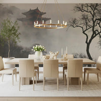 Wandbild „Neblige Pagode im Bergrefugium“
