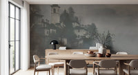 Vintage Foggy Hillside Retreat Wall Mural