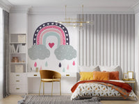 Verspieltes Wandbild „Regenbogen voller Herzen“ fürs Kinderzimmer
