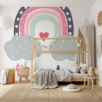 Verspieltes Wandbild „Regenbogen voller Herzen“ fürs Kinderzimmer