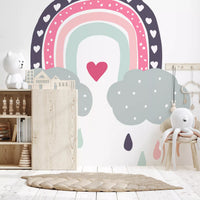 Verspieltes Wandbild „Regenbogen voller Herzen“ fürs Kinderzimmer