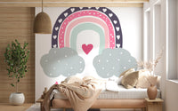 Verspieltes Wandbild „Regenbogen voller Herzen“ fürs Kinderzimmer