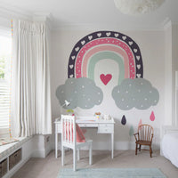 Verspieltes Wandbild „Regenbogen voller Herzen“ fürs Kinderzimmer