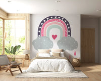 Verspieltes Wandbild „Regenbogen voller Herzen“ fürs Kinderzimmer