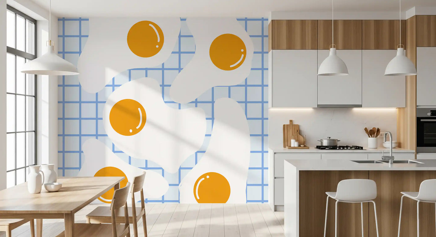 Fresque murale de petit-déjeuner avec œuf au plat