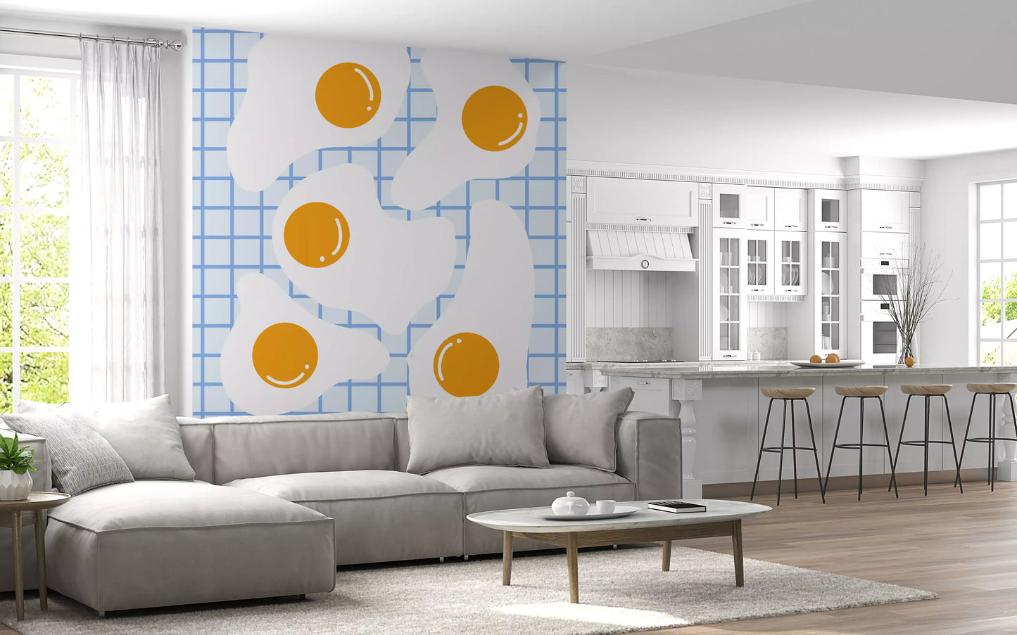 Fresque murale de petit-déjeuner avec œuf au plat