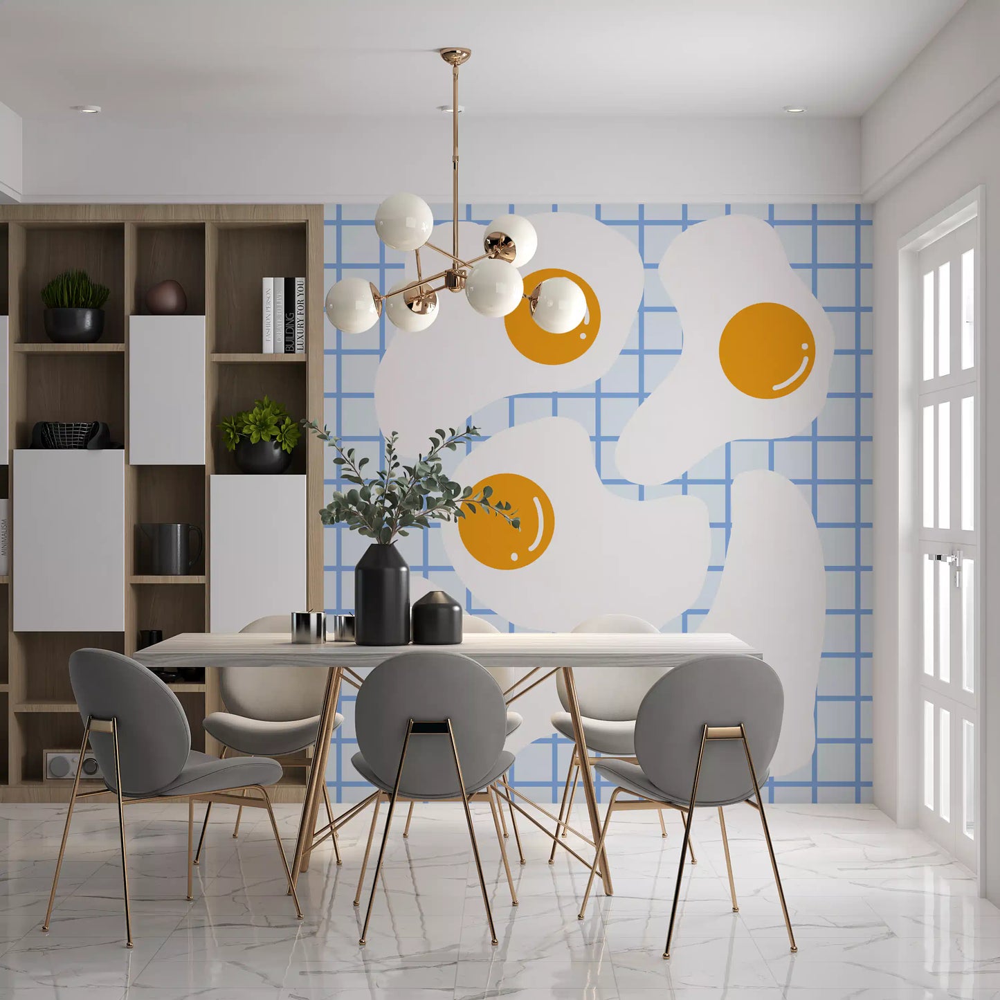 Fresque murale de petit-déjeuner avec œuf au plat