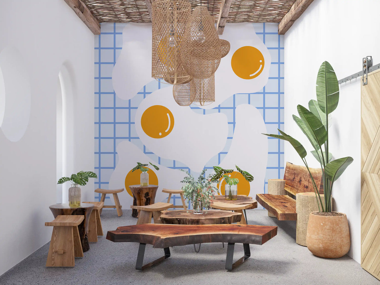 Fresque murale de petit-déjeuner avec œuf au plat