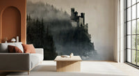 Gådefuldt sten-citadel-vægmaleri