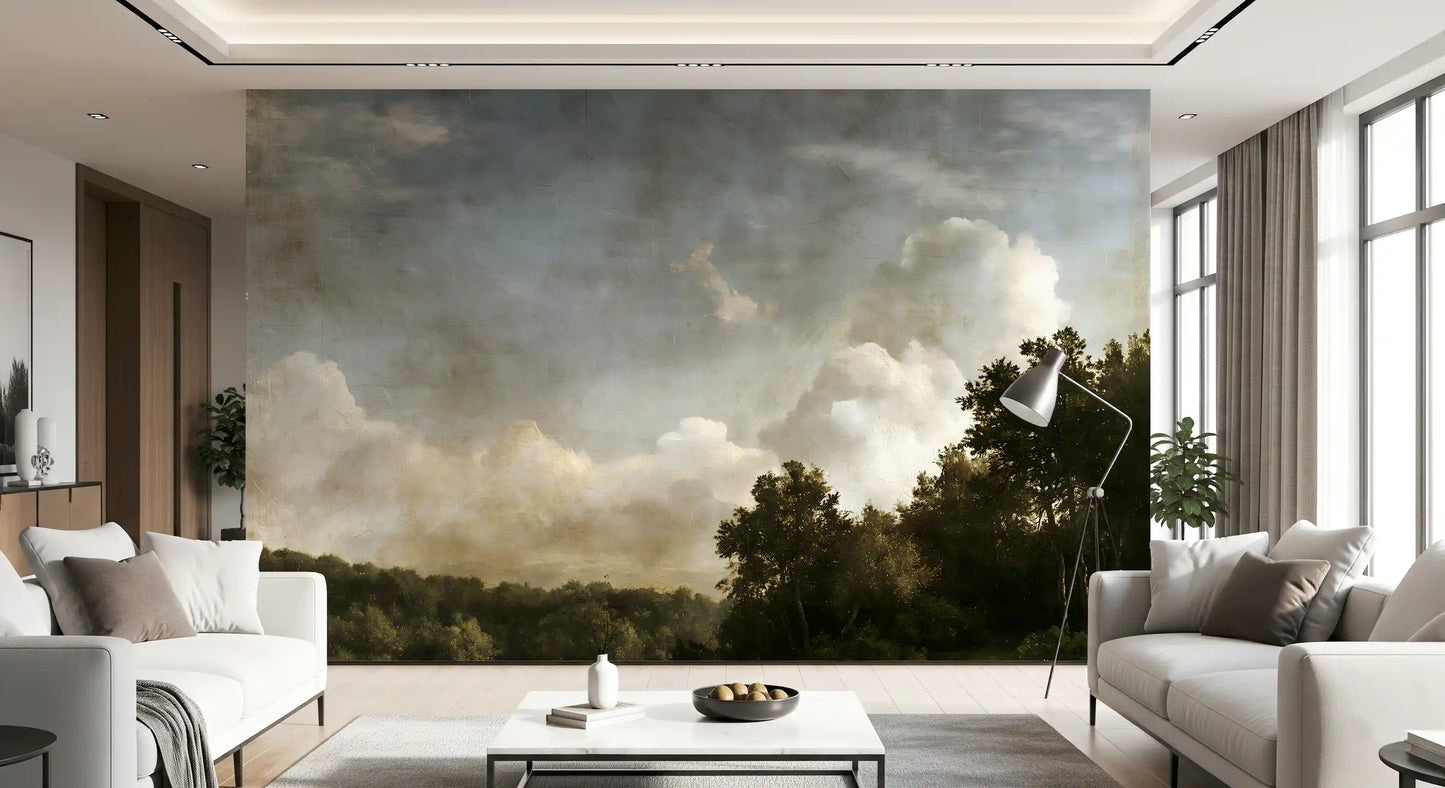 Stemningsfuldt impressionistisk horisontpanorama vægmaleri