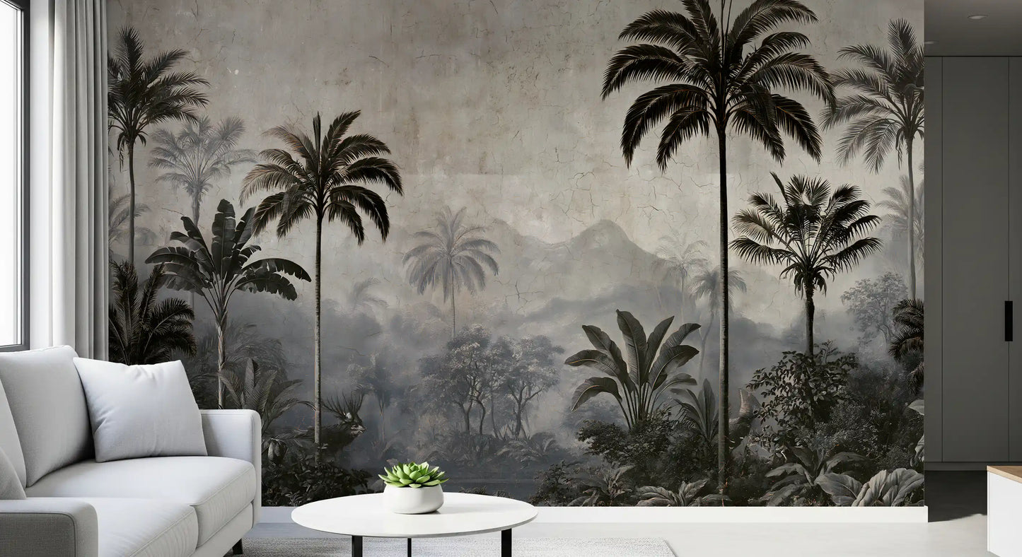 Vintage-Palmenhain-Nebel-Wandbild