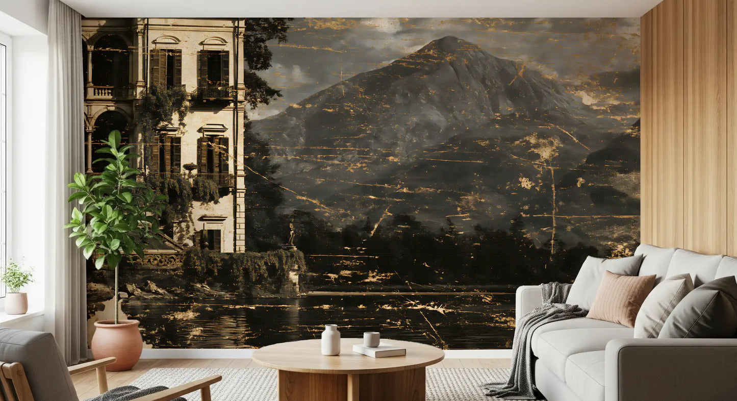 Sepiaton-Lakeside-Villa-Heritage-Wandbild