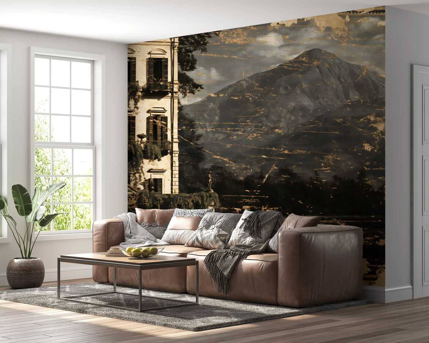 Sepiaton-Lakeside-Villa-Heritage-Wandbild