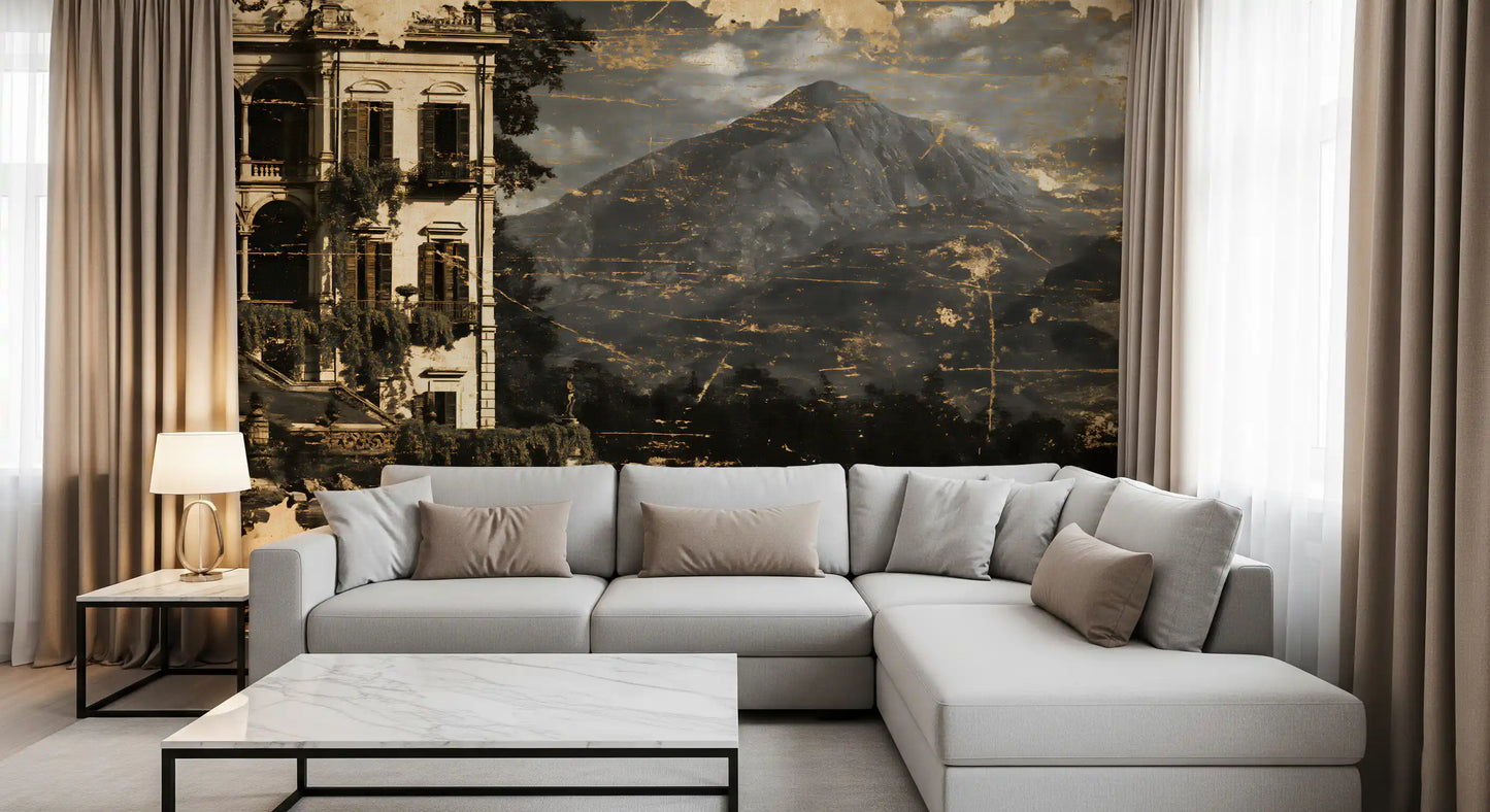 Sepiaton-Lakeside-Villa-Heritage-Wandbild