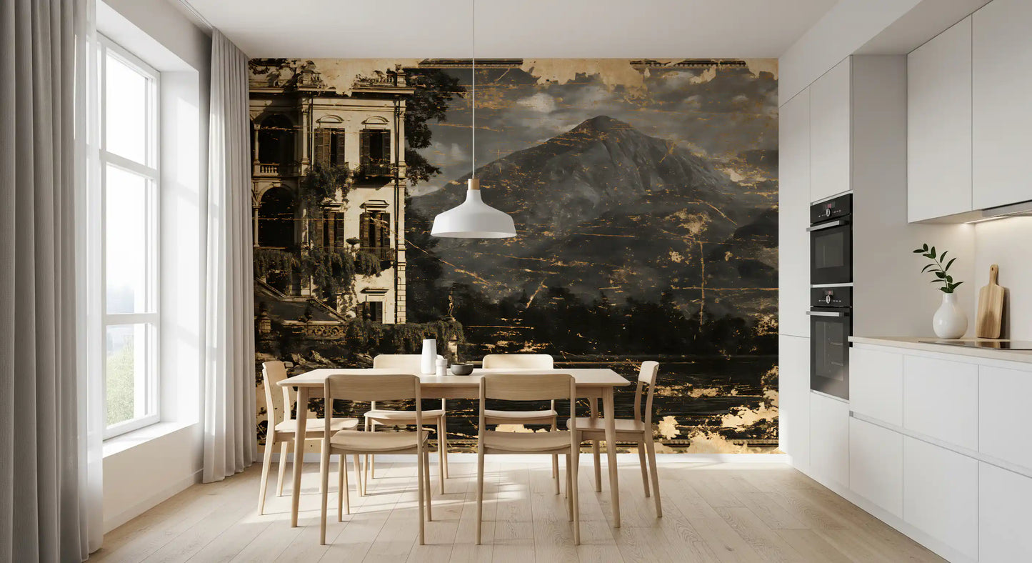 Sepiaton-Lakeside-Villa-Heritage-Wandbild