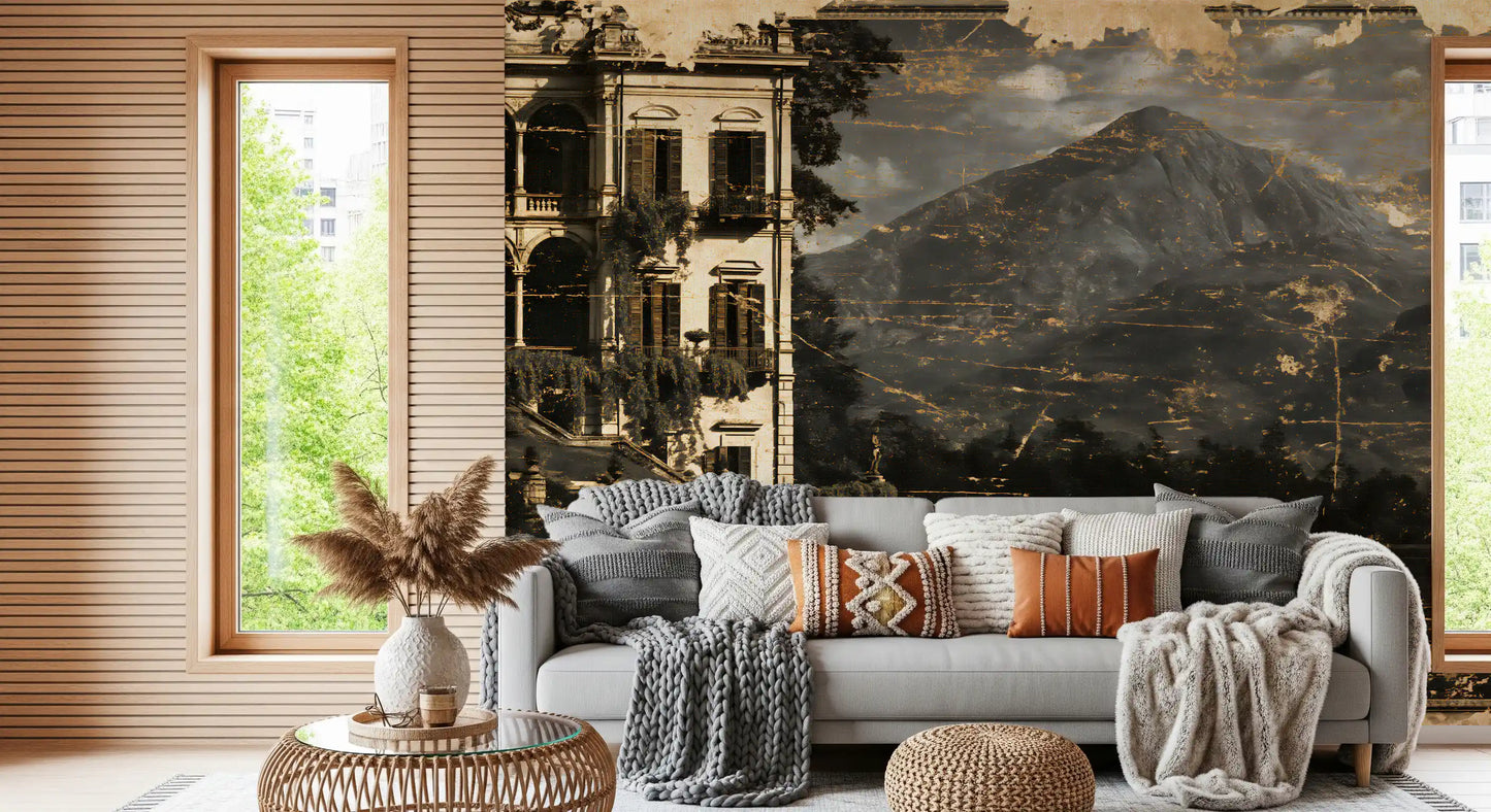Sepiaton-Lakeside-Villa-Heritage-Wandbild