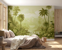 Fresque murale panoramique de jungle verdoyante