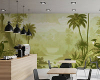 Fresque murale panoramique de jungle verdoyante