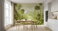 Fresque murale panoramique de jungle verdoyante