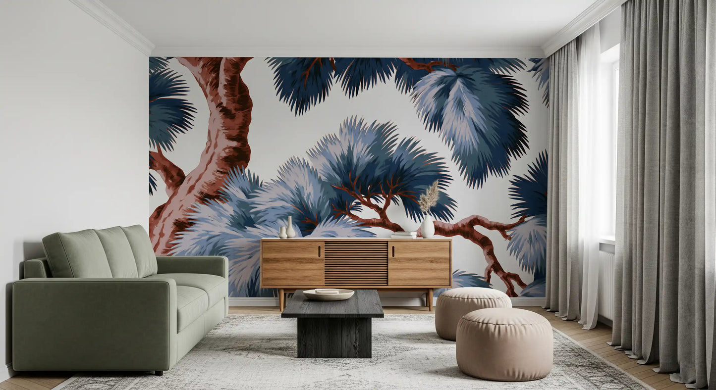 Fresque murale « Canopée azur et persistante »