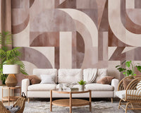 Geometrisches Wandbild mit Terrakotta-Bögen