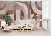 Geometrisches Wandbild mit Terrakotta-Bögen