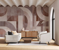 Geometrisches Wandbild mit Terrakotta-Bögen