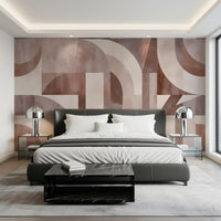 Geometrisches Wandbild mit Terrakotta-Bögen