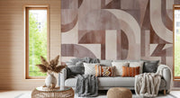 Geometrisches Wandbild mit Terrakotta-Bögen