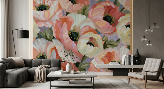 Impressionist Poppy Bloom Field Wall Mural